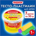 Пластилин на растительной основе (тесто для лепки) ПИФАГОР, 7 цветов, 210 г, пластиковый стакан, 104544 104544