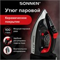 Утюг SONNEN SI-588, 2200 Вт, керамическое покрытие, паровой удар, черный/красный, 455279 455279