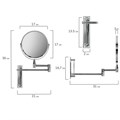 Зеркало настенное BRABIX, диаметр 17 см, двусторонее, с увеличением, нержавеющая сталь, выдвижное (петли), 607419 607419