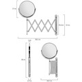 Зеркало настенное BRABIX, диаметр 17 см, двусторонее, с увеличением, нержавеющая сталь, выдвижное (гармошка), 607420 607420