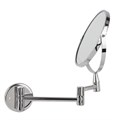 Зеркало настенное BRABIX, диаметр 17 см, двухстороннее, с увеличением, нержавеющая сталь, выдвижное (петли), 604952 604952