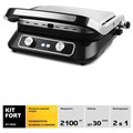 Электрогриль KITFORT КТ-1652, 2100 Вт, съемные панели, регулировка температуры, серебро/черный 456028