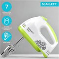 Миксер SCARLETT SC-HM40S05, 300Вт, 7 скоростей, 2 венчика, 2 крюка для теста, белый 457201