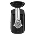 Мясорубка MOULINEX ME112832, 1600 Вт, производительность 1,9 кг/мин, 5 насадок, реверс, пластик, черная, 8010000864 456480