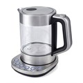 Чайник KITFORT КТ-616, 1,5 л, 2200 Вт, закрытый нагревательный элемент, ТЕРМОРЕГУЛЯТОР, стекло, серебристый, KT-616 454876