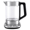 Чайник KITFORT КТ-622, 1,7 л, 2200 Вт, закрытый нагревательный элемент, ТЕРМОРЕГУЛЯТОР, заварник, стекло, серебро 456009