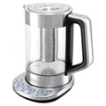 Чайник KITFORT КТ-622, 1,7 л, 2200 Вт, закрытый нагревательный элемент, ТЕРМОРЕГУЛЯТОР, заварник, стекло, серебро 456009