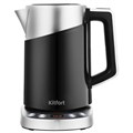 Чайник KITFORT КТ-660-2, 1,7 л, 2200 Вт, закрытый нагревательный элемент, ТЕРМОРЕГУЛЯТОР, двойные стенки, черный 456019
