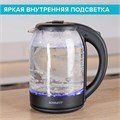 Чайник SCARLETT SC-EK27G90, 1,7 л, 1800 Вт, закрытый нагревательный элемент, стекло, черный 457212