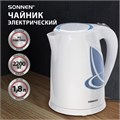 Чайник SONNEN KT-1767, 1,8 л, 2200 Вт, закрытый нагревательный элемент, пластик, белый/синий, 453416 453416