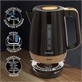 Чайник SONNEN KT-1776, 1,7 л, 2200 Вт, закрытый нагревательный элемент, пластик, черный/горчичный, 453418 453418