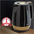 Чайник SONNEN KT-1776, 1,7 л, 2200 Вт, закрытый нагревательный элемент, пластик, черный/горчичный, 453418 453418