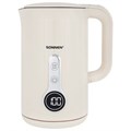 Чайник с терморегулятором и дисплеем, ДВОЙНЫЕ СТЕНКИ, SONNEN KT-8721, 1,7 л, 2200 Вт, бежевый, 454688 454688