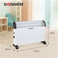 Обогреватель-конвектор SONNEN Y-01S, 2000 Вт, 3 режима работы, белый/черный, 455309 455309