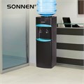 Кулер для воды SONNEN FSC-02W TURBO напольный, ТУРБОНАГРЕВ/ОХЛАЖДЕНИЕ КОМПРЕССОРНОЕ, шкаф, 2 крана, черный, 456171 456171