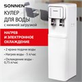 Кулер для воды SONNEN FSE-02BW, напольный, нагрев/охлаждение, НИЖНЯЯ ЗАГРУЗКА, 2 крана, белый, 456170 456170