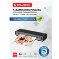 Пленки-заготовки для ламинирования А4, КОМПЛЕКТ 100 шт., 75 мкм, BRAUBERG, 530800 530800