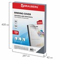 Обложки пластиковые для переплета БОЛЬШОЙ ФОРМАТ А3, КОМПЛЕКТ 100 шт., 200 мкм, прозрачные, BRAUBERG, 530936 530936