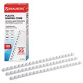 Пружины пластиковые для переплета, КОМПЛЕКТ 100 шт., 10 мм (для сшивания 41-55 л.), белые, BRAUBERG, 530812 530812